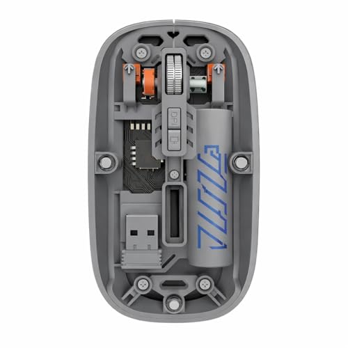 Image of PhT2105 Slim Wireless Mouse with Transparent Cover, 2.4GHz and Dual Bluetooth, Rechargeable, Adjustable DPI, LED for Laptop, PC and Tablet, Grey BTWMOUSE