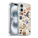 Head Case Designs Officially Licensed Harry Potter Hogwarts Pattern Deathly Hallows XXXVII Gel Case [Military Grade Protection] Compatible with Apple iPhone 16 and Compatible with MagSafe