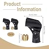 2PCS Microphone Clip Mic Clip Replacement Adjustable Mic Holder Microphone Holder Clamp with 5/8" to 3/8" Mic Screw Adapter Black Universal Mic Clips for Stands for Wired Wireless Mic #1