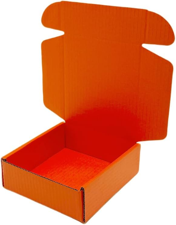 50 Pcs 6 x 6 x 2 inches Corrugated Cardboard Gift Boxes Recyclable Shipping Boxes for Mailing & Holidays, Wedding, Birthday, Gifts Packaging (Orange Red)