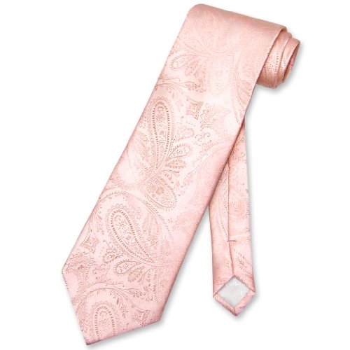 Vesuvio Napoli NeckTie PEACH Color Paisley Design Men's Neck Tie