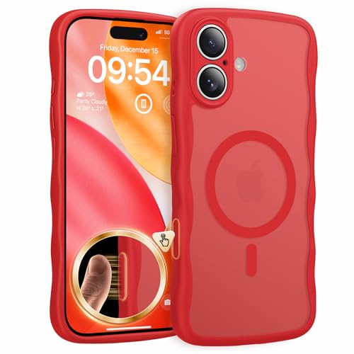 Coque Ondulée iPhone 16 MagSafe Protection Objectif Antichoc Rouge TAURI