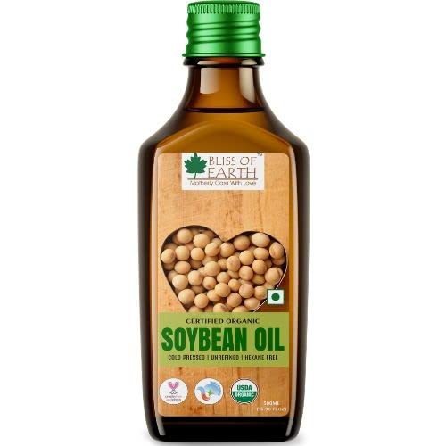 Bliss of earth 500ML Organic Soyabean Oil for Cooking, Cold Pressed & Hexane Free