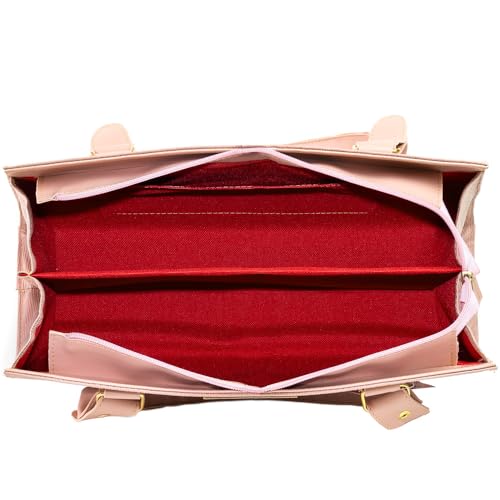 Bolsa Feminina Pasta + Bolsinha + Carteira Feminina (Rosa)