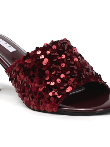 Image of ELLE Women's Sequin-Embellished Square-Toe Heeled Sandals