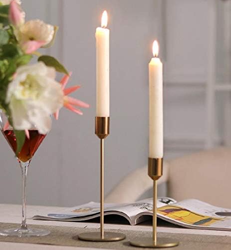 Modern Gold Tapered Candlestick Holders - Set of 2