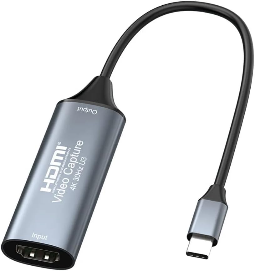 Coverzone 4K USB C 3.0 Type-C Video Capture Görüntü Yakalama Adaptörü Usb 4K 30Hz Akış Öğretim Video Konferans veya Canlı Yayın için Oyun Yakalama Kartı (HDMI aktarma için Kullanılmaz) - Görsel 1