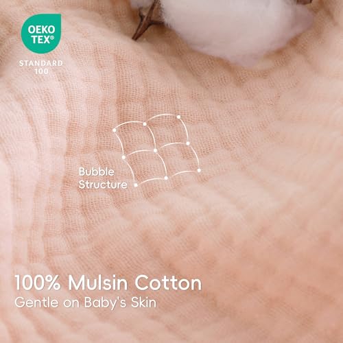 Image of PHF 100% Muslin Cotton Baby Hooded Towels, 2 Pack Bath Towel with Hood for Newborn, Infant, Toddler, Ultra Soft and Absorbent Baby Bath Essentials, Shower Gifts for Girls, 32x32Inch, Pink Floral