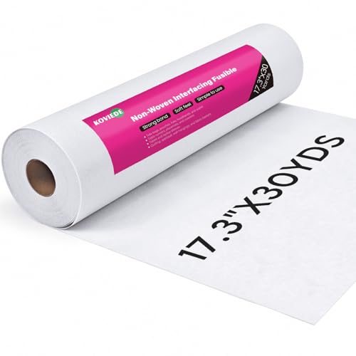 KOVIEDE 17.3 x 30 Yards Heavyweight Single-Sided Iron-On Non-Woven Fusible Interfacing for Sewing Quilting Crafting and Home Decor White