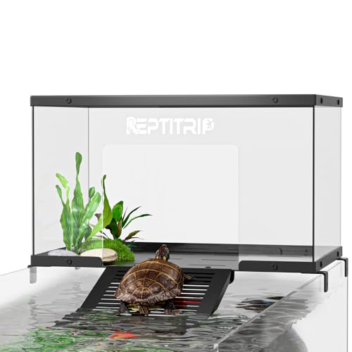 Turtle Basking Platform & Dock - Stainless Steel Turtle Ramp, Non-Slip Surface - Fits 10-13 Inch Wide Tanks, 10/15/20/25/29/33/37/38/40/45/55 Gallon Aquariums