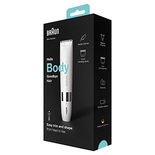 Braun Body Mini-Trimmer, elektrischer Körperrasierer mit Trimmeraufsatz für Damen und Herren, präzise Haarentfernung für Bikinizone, Achseln, Brust, für unterwegs, Wet&Dry, BS1000, weiß - Image 7
