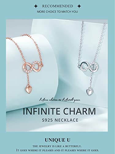 Collar infinito de plata de ley para mujer: colgante fino de joyería, accesorios de moda y regalos 7