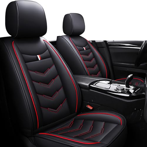 Image of Car Seat Covers Fit for GMC Terrain 2010-2026, Leather Seat Covers for Car, Waterproof Non-Slip Durable Car Seat Protector(2 Seats,Black Red)