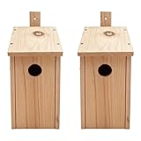 Relaxdays Kit de nichoirs pour Oiseaux, Lot de 2, Trou 32 mm, Bois Naturel, 26 x 12 x 13,5 cm