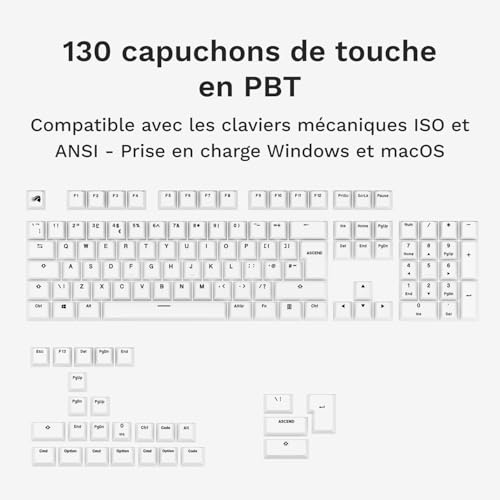 Touches GPBT Basics en PBT pour clavier custom blanc classique - 2