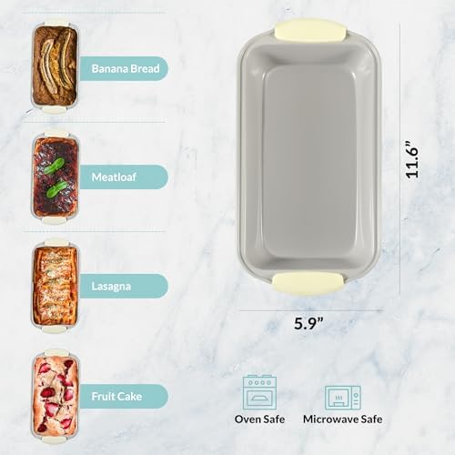 Boxiki Kitchen Premium Ceramic Bread Loaf Pan - 11x5 Non-Stick Bread Pan, Ideal for Homemade Bread Loaf, Meatloaf pan Suitable for Baking Enthusiasts - Thumbnail 3