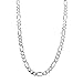XP Jewelry Figaro Chain Necklace Sterling Silver Diamond-Cut Italian Made - 1mm-8.6mm - Sizes 16 to 30 Inches