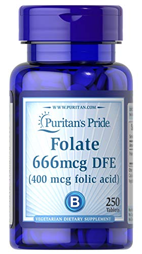 Puritans Pride Folate Folic Acid 400 mcg 250 Tablets
