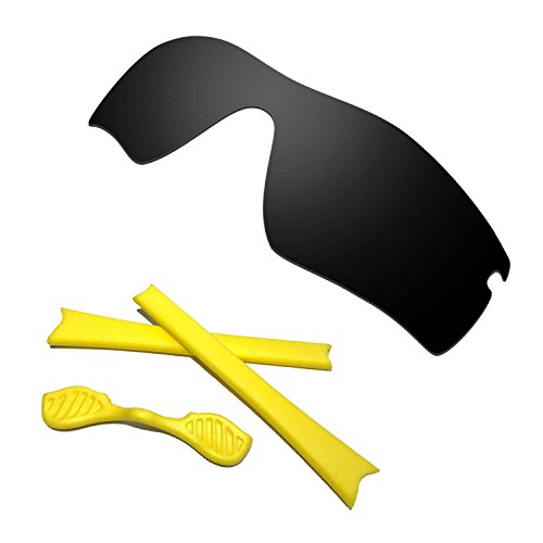 Lentilles Polarisées Noires pour Oakley Radar Path avec Kits Oreillettes Jaunes de Haute Qualité