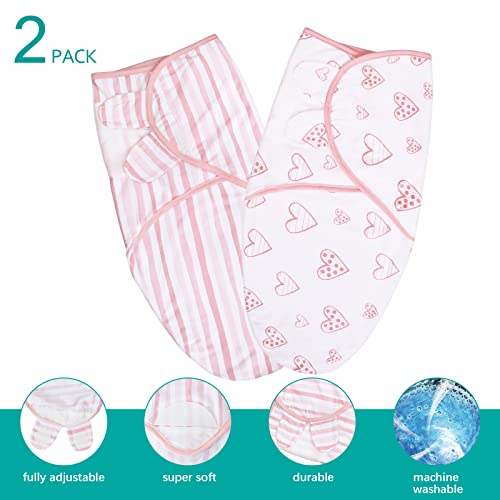 Image of Biloban Baby Swaddles 0-3 Months for Girls, Baby Swaddle | Newborn Swaddle, Cotton Swaddle Blanket, Newborn Essentials, Lovely Pink Print, 4 Pack