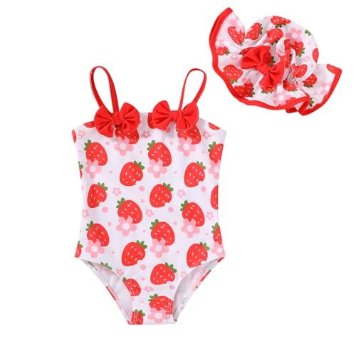 Image of YOUNGER TREE Toddler Baby Girl Swimsuit Infant One Piece Bathing Suits with Hat Newborn Summer Beach Swimwear
