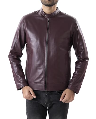 Image of Jild Classical Single Piece Lambskin Leather Jacket Men - Everyday Wear Snap Tab Collar Men's Motorcycle Leather Jacket