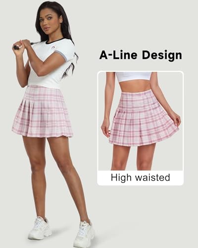 Image of Girls Pleated Skirts Tennis Skirt with Shorts High Waisted Mini Skort | Side Zipper, A-Line Cut,Stretchy Back Elastic Waistband, Athletic Golf Skorts, Uniform, Casual, Festival Outfit