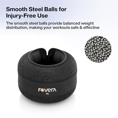 Image of FOVERA Weight Cuff (1 kg) for Strength Gain, Physiotherapy & Rehabilitation | For Men & Women | Adjustable Strap | For Muscle Strength Exercise & Workout (Pack of 1)