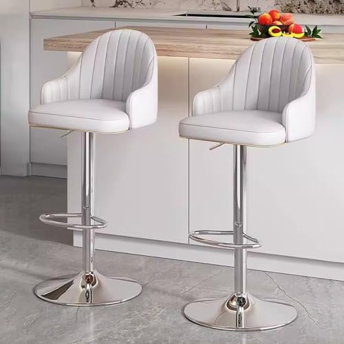 Tabourets de bar en cuir PU et métal argenté haut de gamme LiChA