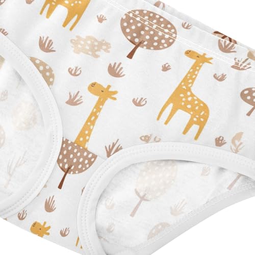 Toddler Underwear Floral 2t Cotton Panties Little Girl Fun Print Briefs Undies Kids Cute Cartoon Giraffes Trees White4