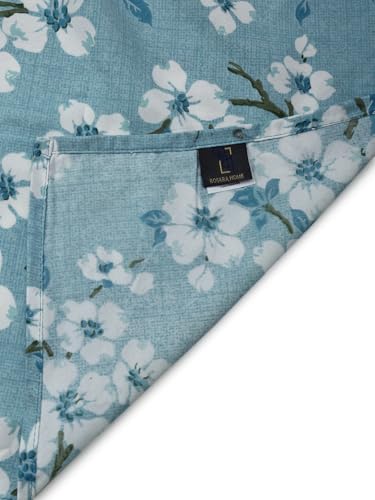 Image of ROSARAHOME 180 TC Microfiber Flat Queen Size Double Bed Bedsheet with 2 Pillow Cover| Bedsheet:240cmx225cm Pillow Covers:45cmx70cm,Floral Blue