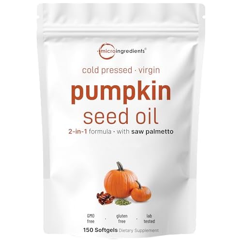 Micro Ingredients Pumpkin Seed Oil with Saw Palmetto 150 Softgels | Cold Pressed, Pure Virgin Oil, Herbal Supplement | Non-GMO 150 Count (Pack of 1)