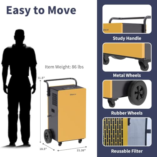 Image of Shinco Commercial Dehumidifiers with Pump, 200 Pints Industrial Dehumidifier for Crawl Spaces, Basements Warehouse and Large Spaces up to 8,000 Sq Ft