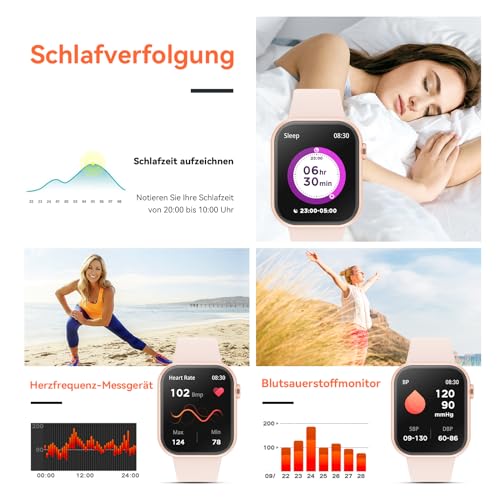 Smartwatch con Chiamate Bluetooth,1,85'' Smartwatch per Uomo Donna,Orologio Sportivo Impermeabile IP67 con Oltre 100 Modalità Sportive,Fitnesswatch con Contapassi Cardiofrequenzimetro per Android iOS