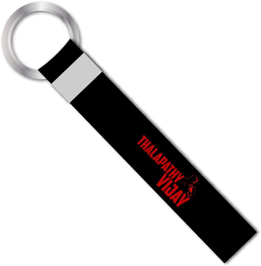 SIGNOOGLE 1 Pcs Thalapathy Actor Vijay Theme Lanyard keychain Holder Compatible For All Bikes Car Key Holder Key Tag Multicolored (6 x 1 Inch)