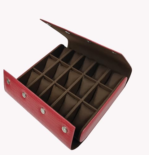 Image of essart Luxury Watch Storage Case - Premium Leather Organizer Box for Exclusive Timepieces, Elegant Display & Protection for Collectors (WR-101-XV-Maroon)