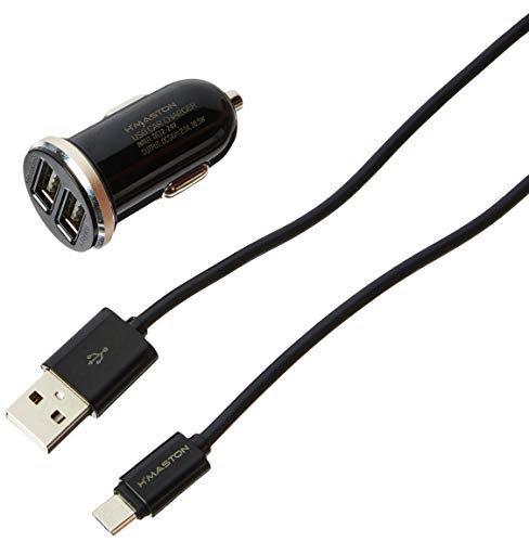 Tomada Car Charger USB 2.1A Cabo V8 H22 Preto/Ouro, H Maston, 37852246, Preto/Ouro