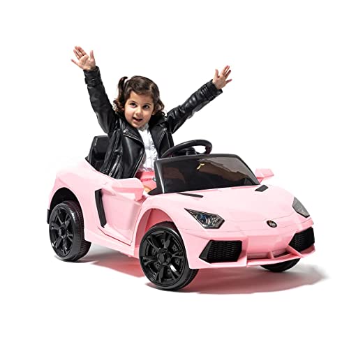 Super Sport Style Lambo 12v Voiture électrique pour Enfants - Rose - Voiture à Batterie 12v et télécommande pour Parents