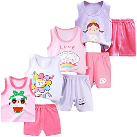 8 Pack of Kids Girls Baby Girls Sleeveless Vest Top Undershirts Soft Tank Tops Age (8 Months-5 Years)