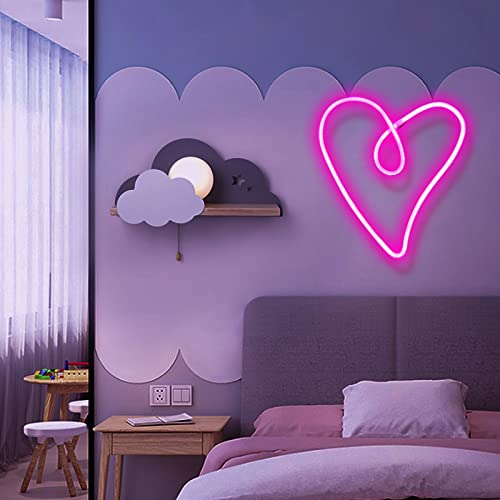 Image of ENUOLI Love Heart Neon Signs Pink Heart LED Night Light for Wall Decor Gift | Battery /USB Operated Love Neon Lights Retro Lamp Heart Night Lights for Valentine,Party,Wedding,Christmas,Bar Art Dorm Decor