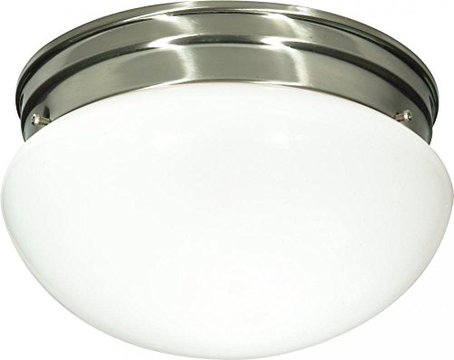 Nuvo Sf76/603 Two Light Mushroom Flush Mount, Brushed Nickel/White Glass #TOP4