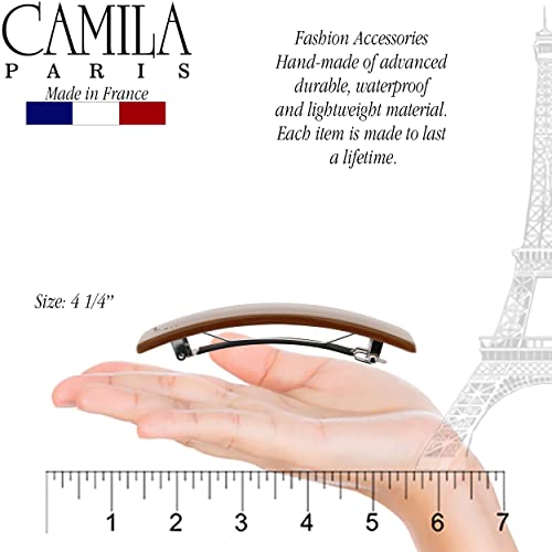 Camila Paris Cp3443 French Hair Barrette Clip For Girls, Caramel, Rubberized Automatic Clasp Strong Hold Grip Hair Clips For Women, No Slip And Durable Styling Girls Hair Accessories, Made In France #TOP2