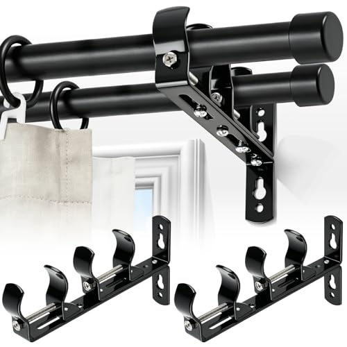 Curtain Rod Bracket, Double Curtian Rods Holders Hooks Hangers