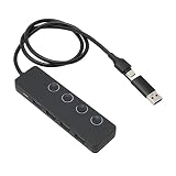 Omquot Hub-Adapter, Effizienter 4-Port-USB-3.0-Hub für OS Laptop MateBook XPS Yoga