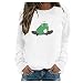 Maglietta da donna a maniche lunghe, casual, con stampa, sportiva, a maniche lunghe., bianco, XXXL
