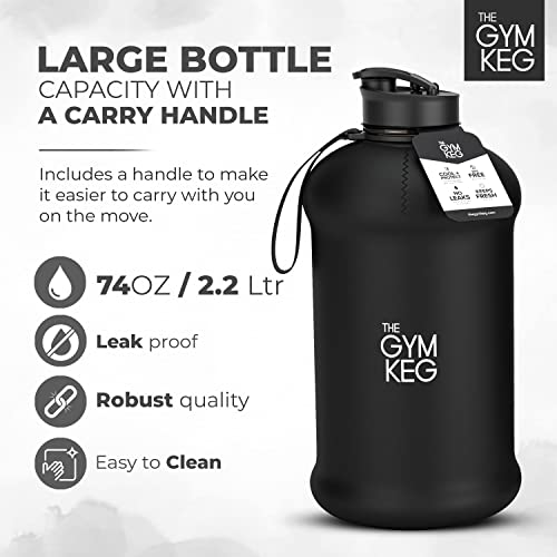 2.2L Gym Water Bottle - Half Gallon Water Jug - Large Insulated Drinking Bottle - Bpa Free - Ideal For Water, Sports Drinks, And Protein Shakes - For Workout And Outdoor Adventures (Stealth Black) #TOP1