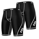 FDX Compression Shorts Mens - Quick-Drying, Soft, Breathable Boxer Underwear - Sports, Base Layer Trunks for Gym Workout, Fitness Training, Running, Cycling and Rugby (Black (Pack of 2), Large)