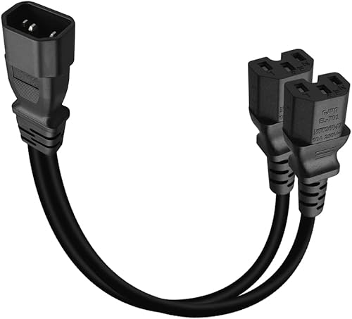 Miniatura 10 de Strhowill IEC 320 C14 a C13+5-15R Y Split Cable adaptador de corriente corto IEC 320 C14 macho a C13Nema 5-15R hembra Y Cable de alimentación