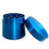 TWWIWFY 4-layer Flat Zinc Alloy Herb Grinder, Herb Grinder for Spices /Vanilla Grinder (bule)