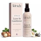 Kitsch Argan Milk Leave In Conditioner Spray – Hair Detangler Spray for Curly, Wavy, Fine, Dry & Damaged Hair - Silicone-Free | Ideal Gifts for Women - 6.3oz
